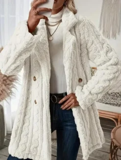Women's Coat Outdoor Street Daily Wear Fall Winter Regular Coat Regular Fit Thermal Warm Breathable Stylish Casual Jacket Long Sleeve Solid Color with Pockets White Women Blazers & Suits
