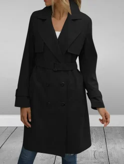 Sale Women's Coat Outdoor Street Daily Wear Fall Winter Regular Coat Regular Fit Thermal Warm Breathable Stylish Casual Jacket Long Sleeve Plain with Pockets Black Army Green Red Women Coats & Trench Coats