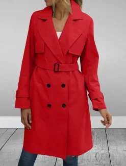 Sale Women's Coat Outdoor Street Daily Wear Fall Winter Regular Coat Regular Fit Thermal Warm Breathable Stylish Casual Jacket Long Sleeve Plain with Pockets Black Army Green Red Women Coats & Trench Coats