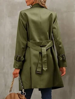 Sale Women's Coat Outdoor Street Daily Wear Fall Winter Regular Coat Regular Fit Thermal Warm Breathable Stylish Casual Jacket Long Sleeve Plain with Pockets Black Army Green Red Women Coats & Trench Coats