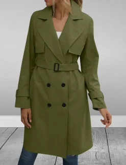 Sale Women's Coat Outdoor Street Daily Wear Fall Winter Regular Coat Regular Fit Thermal Warm Breathable Stylish Casual Jacket Long Sleeve Plain with Pockets Black Army Green Red Women Coats & Trench Coats