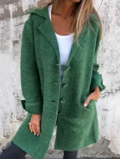 Hot Women's Coat Outdoor Street Daily Wear Fall Winter Long Coat Regular Fit Thermal Warm Breathable Stylish Casual Jacket Long Sleeve Plain with Pockets Pink Brown Green Women Coats & Trench Coats