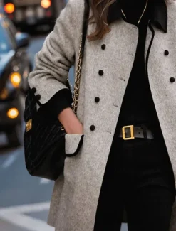 New Women's Coat Outdoor Street Daily Wear Fall Winter Long Coat Regular Fit Thermal Warm Breathable Stylish Casual Jacket Long Sleeve Plain Stripes and Plaid with Pockets Women Jackets