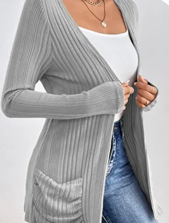Sale Women's Coat Outdoor Street Daily Wear Fall Winter Regular Coat Regular Fit Thermal Warm Breathable Stylish Casual Jacket Long Sleeve Plain with Pockets Black Pink Green Women Cardigans & Outerwears
