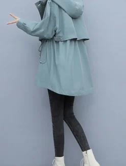 Women's Coat Outdoor Street Daily Wear Fall Winter Regular Coat Regular Fit Thermal Warm Breathable Stylish Casual Jacket Long Sleeve Plain Stripes and Plaid with Pockets Black Army Green Blue Women Coats & Trench Coats