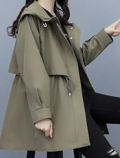 Women's Coat Outdoor Street Daily Wear Fall Winter Regular Coat Regular Fit Thermal Warm Breathable Stylish Casual Jacket Long Sleeve Plain Stripes and Plaid with Pockets Black Army Green Blue Women Coats & Trench Coats