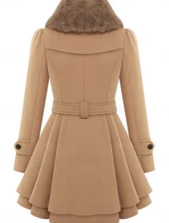 Outlet Women's Coat Pea Coat Windproof Warm Patchwork Buttons Elegant Fashion Solid Color Daily Turndown Regular Fit Long Sleeve Outerwear Black Khaki Fall Winter Women Coats & Trench Coats
