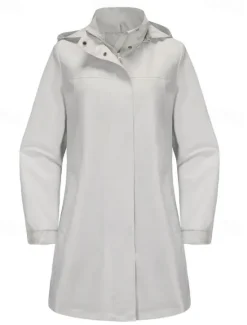 Discount Women's Coat Street Daily Wear Vacation Fall Winter Regular Coat Regular Fit Warm Breathable Casual Jacket Long Sleeve non-printing Solid Color Drawstring Black White Blue Women Jackets