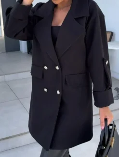 Discount Women's Coat Trench Coat Street Daily Wear Vacation Fall Winter Long Coat Loose Fit Warm Stylish Casual Jacket Long Sleeve Solid Color with Pockets Black White Army Green Women Jackets