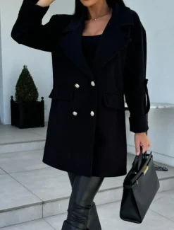 Discount Women's Coat Trench Coat Street Daily Wear Vacation Fall Winter Long Coat Loose Fit Warm Stylish Casual Jacket Long Sleeve Solid Color with Pockets Black White Army Green Women Jackets