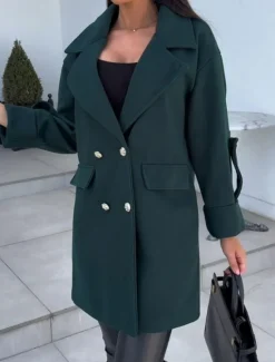 Discount Women's Coat Trench Coat Street Daily Wear Vacation Fall Winter Long Coat Loose Fit Warm Stylish Casual Jacket Long Sleeve Solid Color with Pockets Black White Army Green Women Jackets