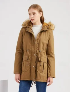 Discount Women's Coat Warm Breathable Zipper Buttons Pocket Casual Solid Color Vacation Street Daily Wear Going out Zipper Regular Hoodie Regular Fit Long Sleeve Outerwear Black Wine Khaki Fall Winter Women Puffers & Parka