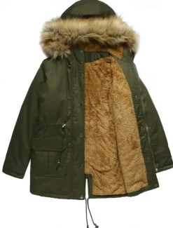 Discount Women's Coat Warm Breathable Zipper Buttons Pocket Casual Solid Color Vacation Street Daily Wear Going out Zipper Regular Hoodie Regular Fit Long Sleeve Outerwear Black Wine Khaki Fall Winter Women Puffers & Parka