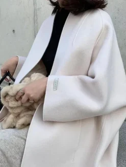 Discount Women's Coat Warm Breathable Pocket Oversized Fashion OL Style Modern Street Style Solid Color Outdoor Street Shopping Daily Wear Cardigan Long Crewneck Regular Fit Long Sleeve Outerwear Navy Black Women Coats & Trench Coats