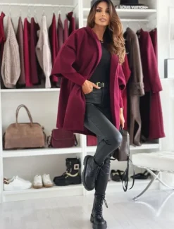 Best Women's Coat Warm Comfortable Buttons Elegant Solid Color Casual Daily Single Breasted Lapel Regular Fit Long Sleeve Outerwear Black Wine Khaki Winter Women Coats & Trench Coats