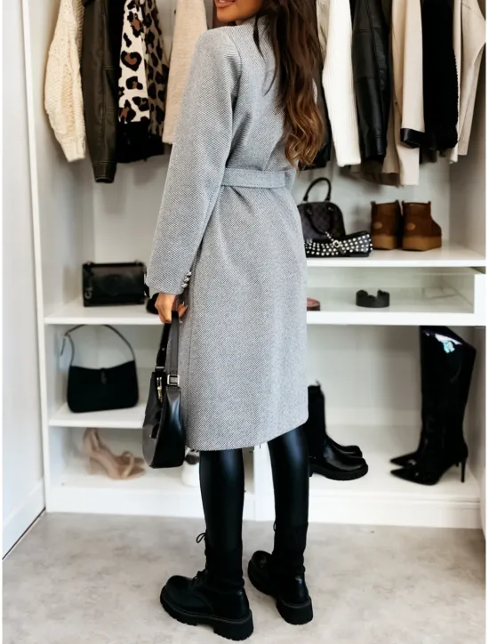 Best Women's Coat Warm Comfortable Buttons With Belt Elegant Solid Color Casual Daily Double Breasted Lapel Regular Fit Long Sleeve Outerwear Black Red Apricot Winter Women Coats & Trench Coats