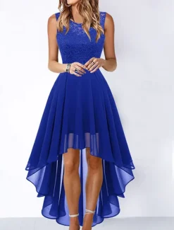 Outlet Women's Cocktail Party Dress Lace Dress Swing Dress Long Dress Maxi Dress Black Pink Wine Sleeveless Pure Color Lace Fall Spring Summer Crew Neck Fashion 2023 S M L XL XXL 3XL Women Cocktail Dress
