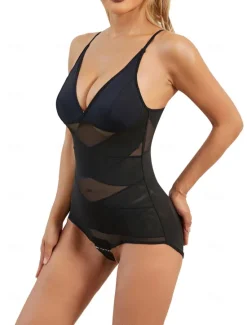 Discount Women's Control Panties Bodysuits Lace Backless Tummy Control Wedding Party Party & Evening Overbust Corset Solid Color Hook & Eye Women Shapewear|Bodysuits
