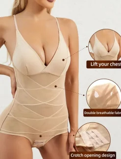 Discount Women's Control Panties Bodysuits Lace Backless Tummy Control Wedding Party Party & Evening Overbust Corset Solid Color Hook & Eye Women Shapewear|Bodysuits