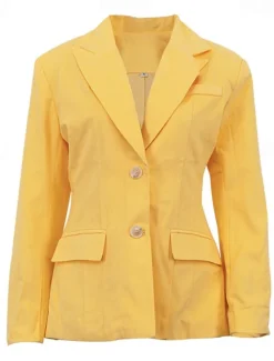 Women's100% Cotton Blazer Comfortable Buttons Elegant Vintage Daily Formal School Formal Vacation Office Single Breasted Short Peaked Lapel Regular Fit Long Sleeve Outerwear Spring Fall Women Shirts|Blazers & Suits