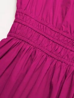 New Women's Cotton Burgundy Puffed Sleeve V Neck Maxi Dress Casual Dress Women Casual Dress