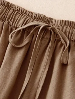 Clearance Women's Cotton Chinos Vintage Basic Full Length High Waist Plain Pocket Drawstring Comfort Outdoor Stretchy Vacation Street Causal White Yellow Khaki Beige Summer Spring Fall Loose Fit Women Pants