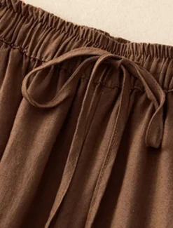 Clearance Women's Cotton Chinos Vintage Basic Full Length High Waist Plain Pocket Drawstring Comfort Outdoor Stretchy Vacation Street Causal White Yellow Khaki Beige Summer Spring Fall Loose Fit Women Pants