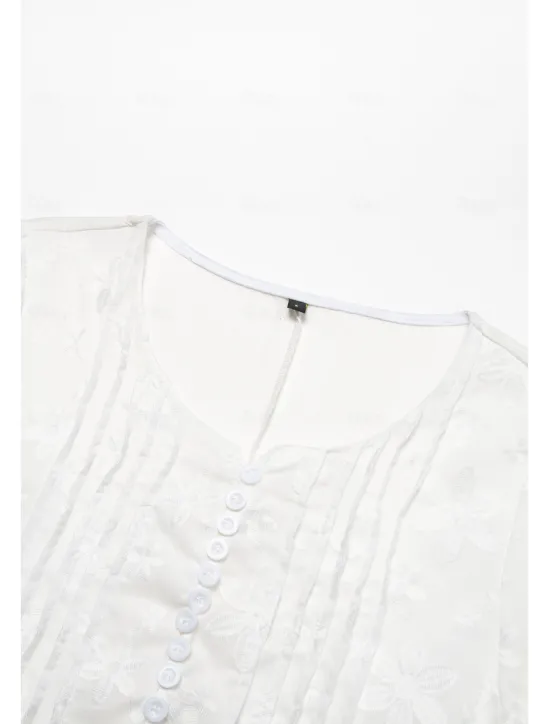 Best Women's Cotton Dress Sundress Floral Midi Dress V-Neck Elegant Empire Waist Short Sleeve Ruched Pocket Summer Spring 2024 Blue Green Women White Dresses