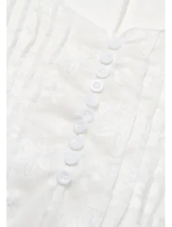 Best Women's Cotton Dress Sundress Floral Midi Dress V-Neck Elegant Empire Waist Short Sleeve Ruched Pocket Summer Spring 2024 Blue Green Women White Dresses