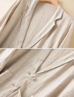 New Women's Cotton Linen Blazer Comfortable Breathable Pocket Casual Plain Office Street Casual Daily Wear Single Breasted Regular Turndown Regular Fit Long Sleeve Outerwear White Green Beige Summer Women Shirts|Blazers & Suits