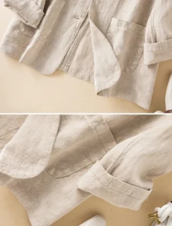 New Women's Cotton Linen Blazer Comfortable Breathable Pocket Casual Plain Office Street Casual Daily Wear Single Breasted Regular Turndown Regular Fit Long Sleeve Outerwear White Green Beige Summer Women Shirts|Blazers & Suits