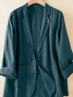 New Women's Cotton Linen Blazer Comfortable Breathable Pocket Casual Plain Office Street Casual Daily Wear Single Breasted Regular Turndown Regular Fit Long Sleeve Outerwear White Green Beige Summer Women Shirts|Blazers & Suits
