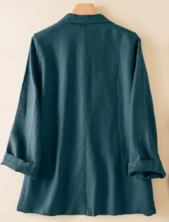 New Women's Cotton Linen Blazer Comfortable Breathable Pocket Casual Plain Office Street Casual Daily Wear Single Breasted Regular Turndown Regular Fit Long Sleeve Outerwear White Green Beige Summer Women Shirts|Blazers & Suits