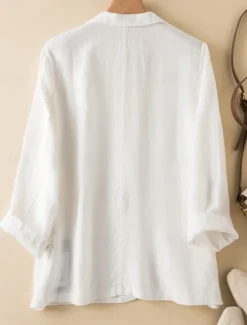 New Women's Cotton Linen Blazer Comfortable Breathable Pocket Casual Plain Office Street Casual Daily Wear Single Breasted Regular Turndown Regular Fit Long Sleeve Outerwear White Green Beige Summer Women Shirts|Blazers & Suits