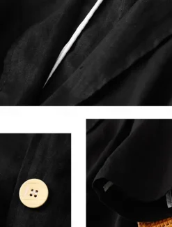 Hot Women's Cotton Linen Blazer Comfortable Breathable Pocket Buttons Vintage Casual Plain Office Street Casual Daily Wear Single Breasted Regular Turndown Regular Fit Long Sleeve Outerwear Black Women Blazers & Suits