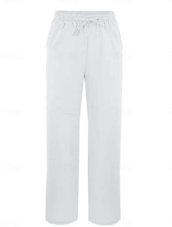 Hot Women's Cotton Linen Pants Solid Color Chinos Vacation Fashion Casual Long High Waist Plain Pocket Drawstring Comfort Outdoor Micro-elastic Vacation Street Daily Camel Wine Black White Summer Women Pants