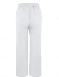 Hot Women's Cotton Linen Pants Solid Color Chinos Vacation Fashion Casual Long High Waist Plain Pocket Drawstring Comfort Outdoor Micro-elastic Vacation Street Daily Camel Wine Black White Summer Women Pants