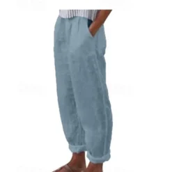 Hot Women's Cotton Linen Pants High Waist Solid Color Wide Leg Breathable Quick Dry Soft Micro-elastic Athletic Casual Athleisure White Blue Green Khaki Spring Fall Loose Fit Women Pants