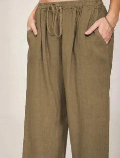 Clearance Women's Cotton Linen Pants Comfort Pure Color Pocket Elastic Waist Breathable Micro-elastic Home Black White Wine Navy Blue Summer Women Pants