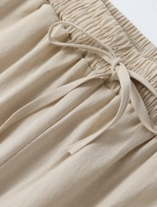 New Women's Cotton Linen Pants Chinos Pants Trousers Basic Casual Long High Waist Plain Pocket Elastic Drawstring Design High Cut Breathability Soft Micro-elastic Street Daily Wear Black White Green Khaki Women Pants