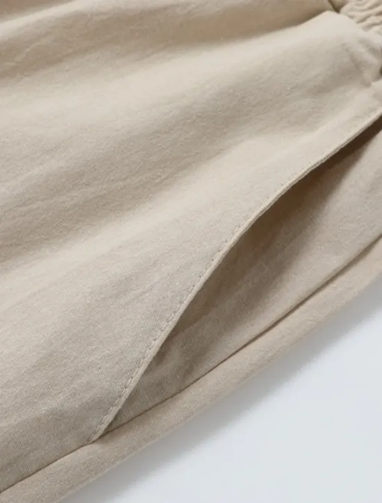 New Women's Cotton Linen Pants Chinos Pants Trousers Basic Casual Long High Waist Plain Pocket Elastic Drawstring Design High Cut Breathability Soft Micro-elastic Street Daily Wear Black White Green Khaki Women Pants