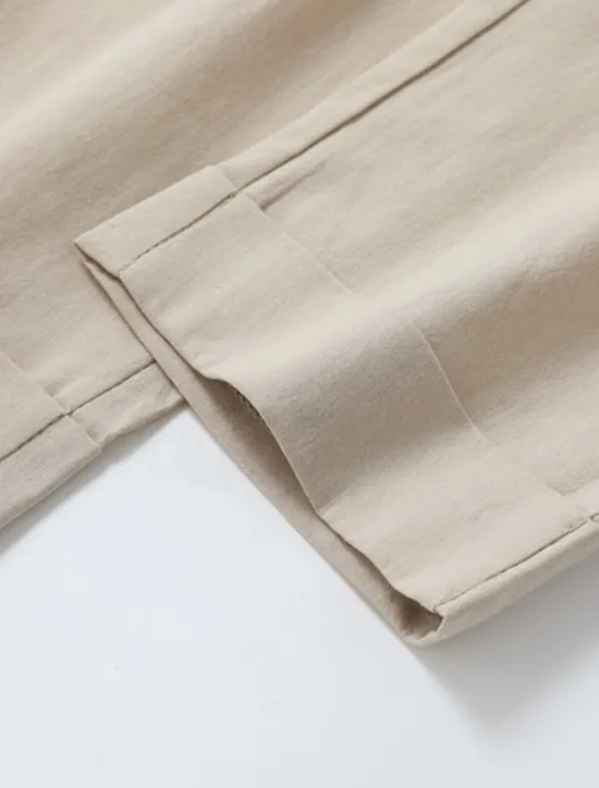 New Women's Cotton Linen Pants Chinos Pants Trousers Basic Casual Long High Waist Plain Pocket Elastic Drawstring Design High Cut Breathability Soft Micro-elastic Street Daily Wear Black White Green Khaki Women Pants
