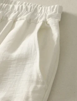 Women's Cotton Linen Pants Chinos Ethnic Style Basic Casual Full Length High Waist Floral Embroidered Pocket Elastic Waist Comfort Outdoor Micro-elastic Vacation Street Daily Khaki Beige Summer Women Pants