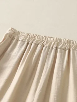 Women's Cotton Linen Pants Chinos Ethnic Style Basic Casual Full Length High Waist Floral Embroidered Pocket Elastic Waist Comfort Outdoor Micro-elastic Vacation Street Daily Khaki Beige Summer Women Pants