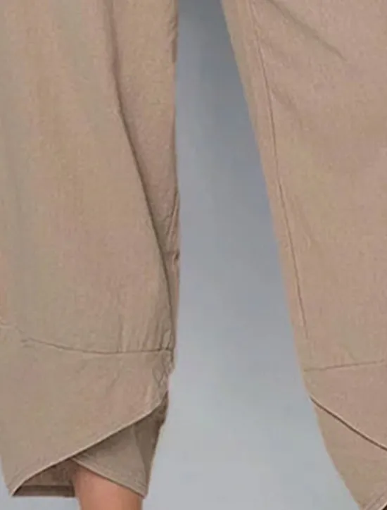 Online Women's Cotton Linen Pants Baggy Pants Linen Like Chinos Fashion Basic Full Length Medium Waist Plain Pocket Drawstring Comfort Outdoor Micro-elastic Vacation Street Daily Grey Black White Dark Navy Women Pants