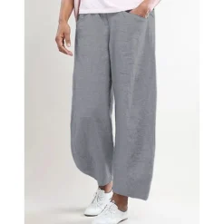 Outlet Women's Cotton Linen Pants Pants Trousers Baggy Pants Basic Casual Lounge Mid Waist Side Pockets Baggy Office Valentine's Day Daily Pink Red Dark Navy Green Women Pants