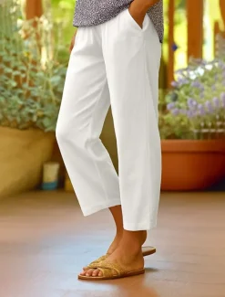 New Women's Cotton Linen Pants Vacation Vintage Fashion Full Length Mid Waist Solid Color Comfy Quick Dry Breathability Micro-elastic Outdoor Vacation Office Black White Navy Blue Beige Fall Loose Fit Women Pants