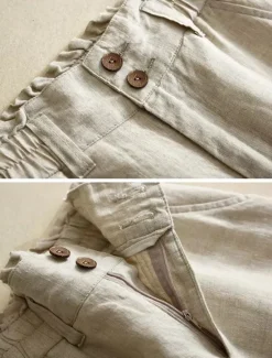 Sale Women's Cotton Linen Pants Pants Trousers Fashion Long Plain Side Pockets Breathability Comfortable Inelastic Casual Daily Black White Beige Spring & Summer Regular Fit Women Pants