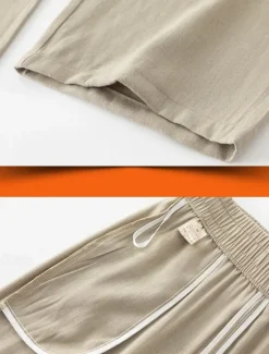 New Women's Cotton Linen Pants Chinos Fashion Basic Casual Full Length High Waist Plain Drawstring Comfort Outdoor Stretchy Vacation Street Daily Black Khaki Beige Summer Spring Regular Fit Women Pants