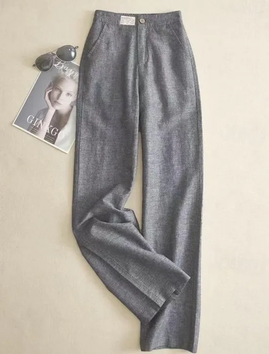 Discount Women's Cotton Linen Pants Pants Trousers Fashion Full Length Plain Side Pockets Breathability Comfortable Inelastic Casual Daily Black White Beige Gray Spring & Fall Women Pants